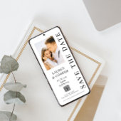 Moderne Zwarte Witte Foto QR Bruiloft Save The Date