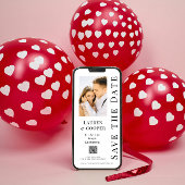 Moderne Zwarte Witte Foto QR Bruiloft Save The Date