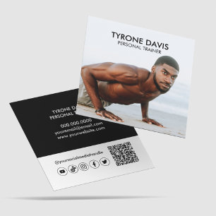 Moderne zwarte witte foto Qr Code Social Media Pic Vierkante Visitekaartje