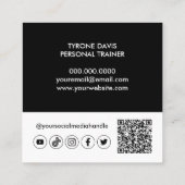 Moderne zwarte witte foto Qr Code Social Media Pic Vierkante Visitekaartje (Achterkant)