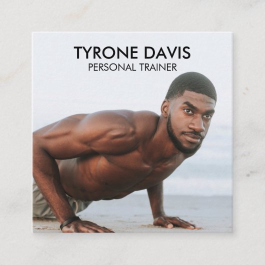 Moderne zwarte witte foto Qr Code Social Media Pic Vierkante Visitekaartje (Voorkant)