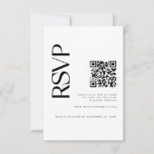 Moderne Zwarte & Witte Foto QR Code Trouwen RSVP Kaartje (Voorkant)
