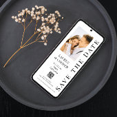 Moderne Zwarte Witte Foto QR Code Trouwen Save The Date