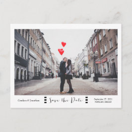 Moderne zwarte & witte foto Sla de datum op Aankondigingskaart