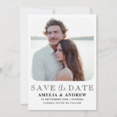Moderne zwarte & witte foto Sla de datum op Save The Date (Voorkant)