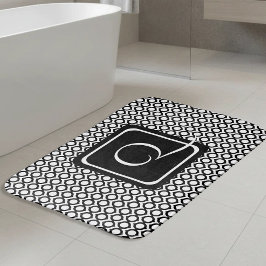 Moderne Zwarte Witte Gekoppelde Ringen Monogram Badmat