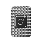 Moderne Zwarte Witte Gekoppelde Ringen Monogram Badmat (Voorkant Verticaal)