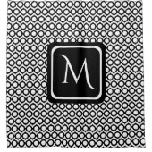 Moderne Zwarte Witte Gekoppelde Ringen Monogram Douchegordijn (Voorkant)