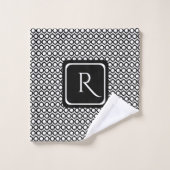 Moderne Zwarte Witte Gekoppelde Ringen Monogram Washandje (Wasdoekje)
