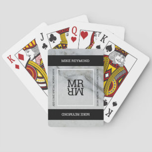 moderne zwarte & witte gemarmerde speelkaart met n pokerkaarten