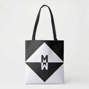 Moderne Zwarte & Witte Geometrische Vormen Tote Bag