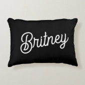 Moderne zwarte witte gepersonaliseerde monogram en accent kussen (Voorkant)