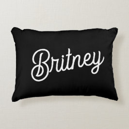 Moderne zwarte witte gepersonaliseerde monogram en accent kussen