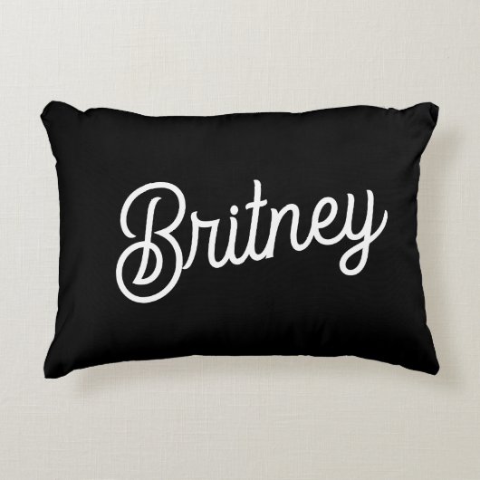 Moderne zwarte witte gepersonaliseerde monogram en accent kussen (Voorkant)
