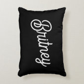 Moderne zwarte witte gepersonaliseerde monogram en accent kussen (Voorkant(Verticaal))