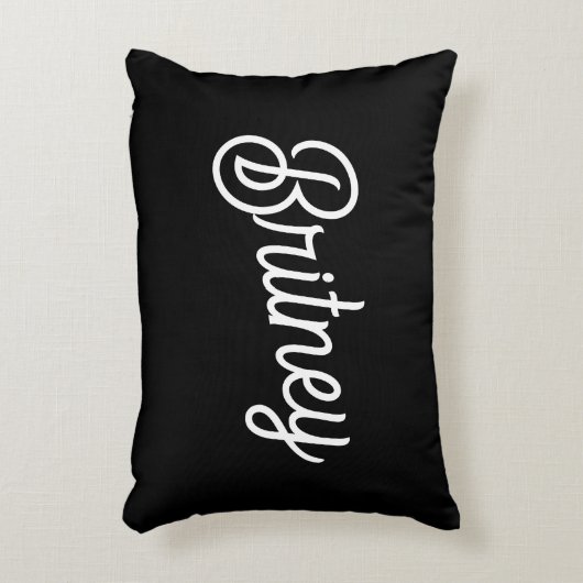 Moderne zwarte witte gepersonaliseerde monogram en accent kussen (Voorkant(Verticaal))