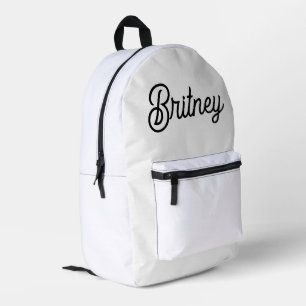 Moderne zwarte witte gepersonaliseerde monogram en bedrukte rugzak