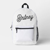 Moderne zwarte witte gepersonaliseerde monogram en bedrukte rugzak (Voorkant)