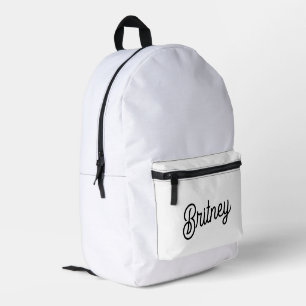Moderne zwarte witte gepersonaliseerde monogram en bedrukte rugzak