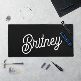 Moderne zwarte witte gepersonaliseerde monogram en bureaumat