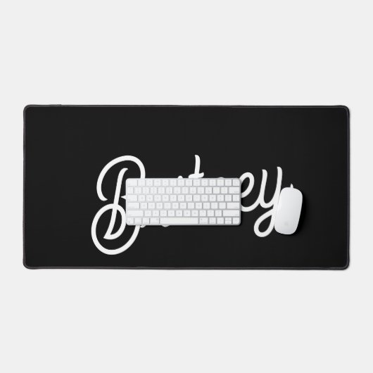 Moderne zwarte witte gepersonaliseerde monogram en bureaumat (Keyboard & Muis)