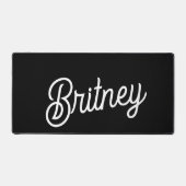 Moderne zwarte witte gepersonaliseerde monogram en bureaumat (Voorkant)