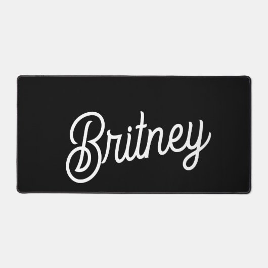 Moderne zwarte witte gepersonaliseerde monogram en bureaumat (Voorkant)