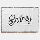 Moderne zwarte witte gepersonaliseerde monogram en deken (Voorkant)