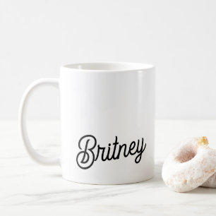 Moderne zwarte witte gepersonaliseerde monogram en koffiemok