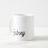 Moderne zwarte witte gepersonaliseerde monogram en koffiemok (Voorkant links)