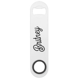 Moderne Zwarte Witte Gepersonaliseerde Monogram en Speed Flessenopener