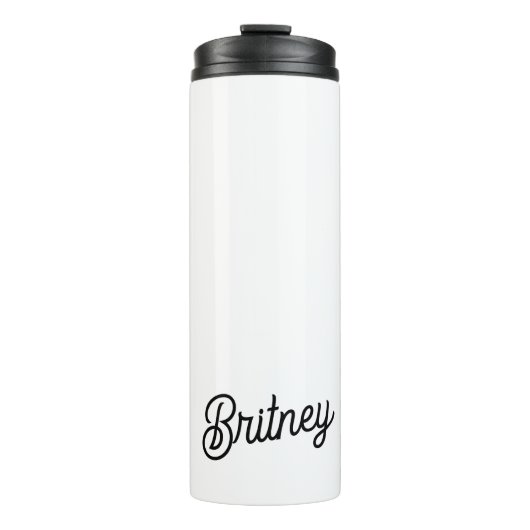 Moderne Zwarte Witte Gepersonaliseerde Monogram en Thermosbeker (Voorkant)