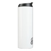 Moderne Zwarte Witte Gepersonaliseerde Monogram en Thermosbeker (Gedraaid links)