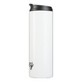 Moderne Zwarte Witte Gepersonaliseerde Monogram en Thermosbeker (Geroteerd rechts)