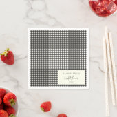 Moderne Zwarte Witte Gingham Geruite Bruiloftsborr Servet (Insitu)