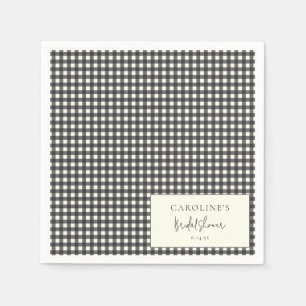 Moderne Zwarte Witte Gingham Geruite Bruiloftsborr Servet