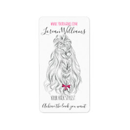 Moderne Zwarte Witte Golvende Haar Roze Strik Kaps Etiket