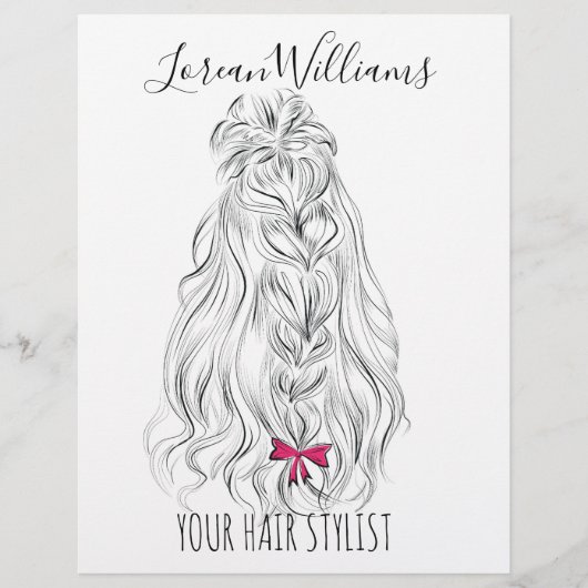 Moderne Zwarte Witte Golvende Haar Roze Strik Kaps Flyer (Voorkant)