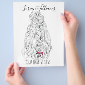 Moderne Zwarte Witte Golvende Haar Roze Strik Kaps Flyer (Hand)