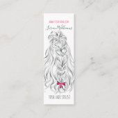 Moderne Zwarte Witte Golvende Haar Roze Strik Kaps Mini Visitekaartje (Voorkant)