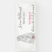 Moderne Zwarte Witte Golvende Haar Roze Strik Kaps Spandoek (Verticaal)