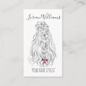 Moderne Zwarte Witte Golvende Haar Roze Strik Kaps Visitekaartje (Voorkant)