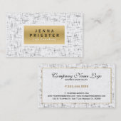 Moderne zwarte, witte & gouden grunge achtergrond visitekaartje (Voorkant / Achterkant)