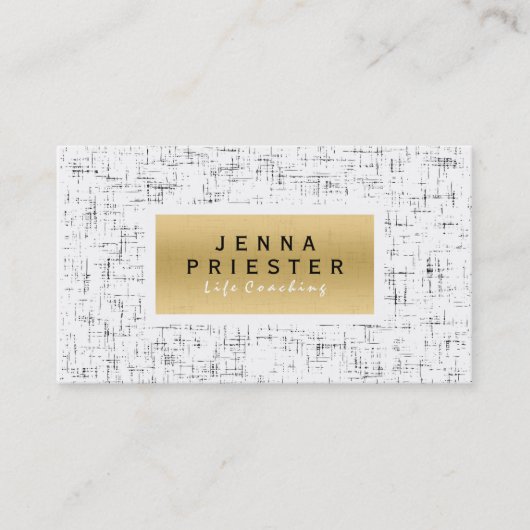 Moderne zwarte, witte & gouden grunge achtergrond visitekaartje (Voorkant)