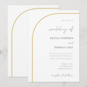 Moderne zwarte witte gouden kalligrafie bruiloft kaart (Voorkant / Achterkant)