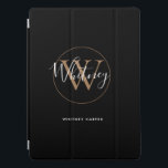 Moderne zwarte witte gouden monogram van het Manus iPad Pro Cover<br><div class="desc">Eenvoudig modern zwart wit monogram met een zwart wit monogram pro cover. U kunt de naam en het monogram initiaal personaliseren om uw eigen uniek ontwerp te creëer. Ontworpen door: Thisnotme©</div>