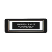 Moderne zwarte witte gouden rand etiket (Voorkant)