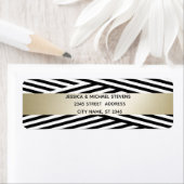 Moderne zwarte/witte gouden streep geometrisch etiket (Insitu)