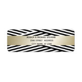 Moderne zwarte/witte gouden streep geometrisch etiket (Voorkant)