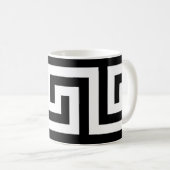 Moderne zwarte witte Griekse sleutel legant Koffiemok (Voorkant rechts)